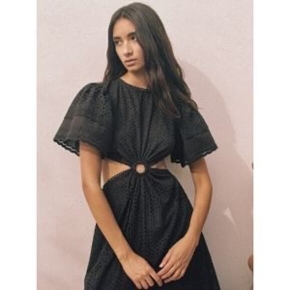 Maia Bergman Women's Crochet Eyelet Open Back Maxi Dress Large - Picture 4 of 13